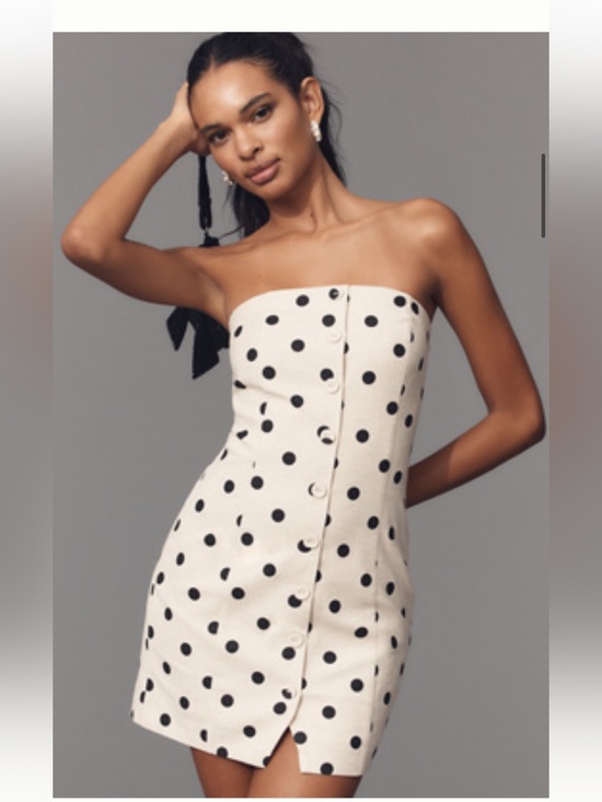 Endless Rose Dresses & Skirts - Anthropologie Endless Rose Strapless Polka Dot Mini Dress in Cream and Black